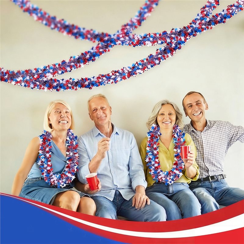 Tinsel Garland Decoration - DTA4 52.5Ft Patriotic Glitter Tinsel Garland
