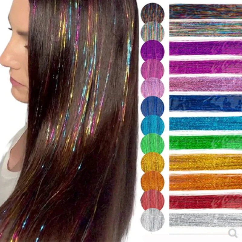 Tinsel Garland Decoration - 93cm Sparkle Hair Tinsel Rainbow Colored