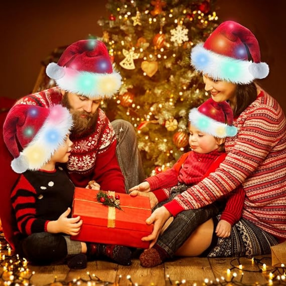 Santa Hat Plush - Lumination Christmas Santa Hat Red Green
