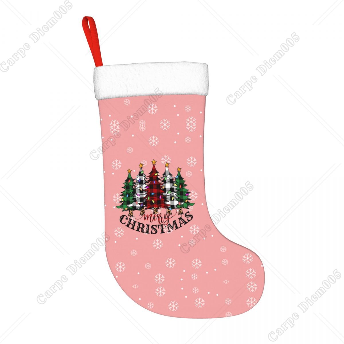 Pink Snowflakes Christmas Tree - Christmas Stocking Hanging recension och pris