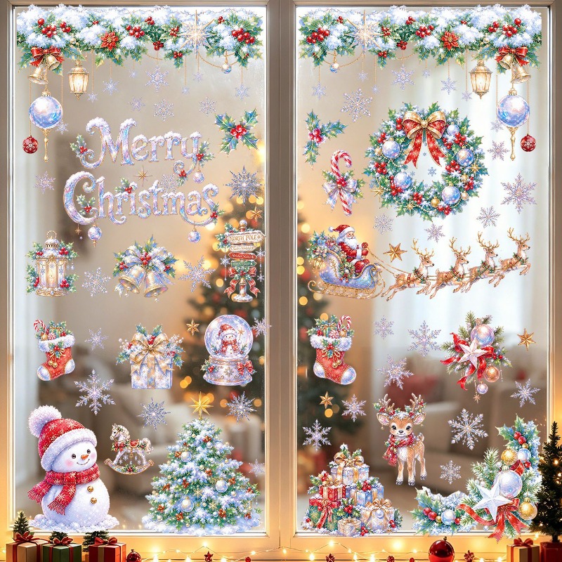 9 Sheets Christmas Static Wind - Snowflake Window Decal recension och pris