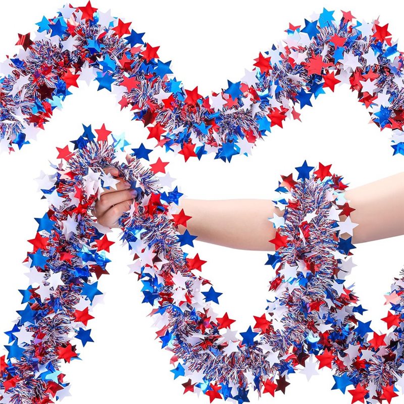 DTA4 52.5Ft Patriotic Glitter  - Tinsel Garland Decoration recension och pris