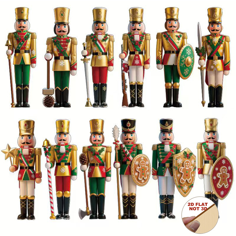 2D Flat 12Pcs Wooden Nutcracke - Nutcracker Figurine recension och pris