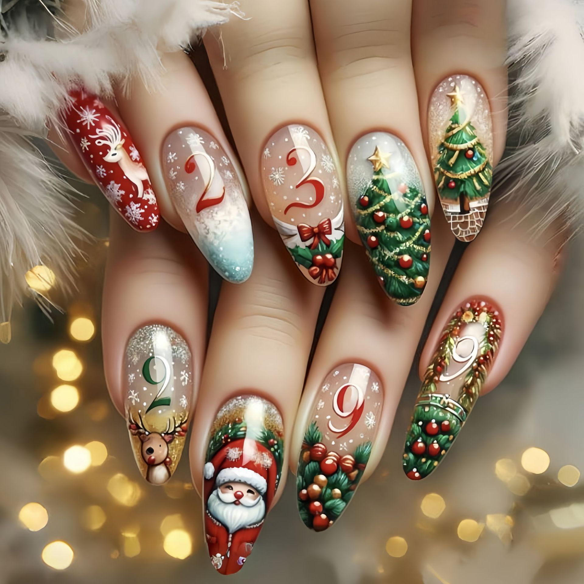 Medium fake nails for Christma - Christmas Tree Artificial recension och pris