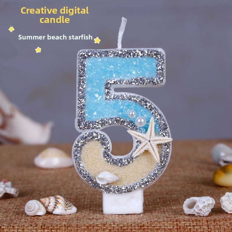 Beach Starfish Number Birthday - Holiday Candle Set recension och pris