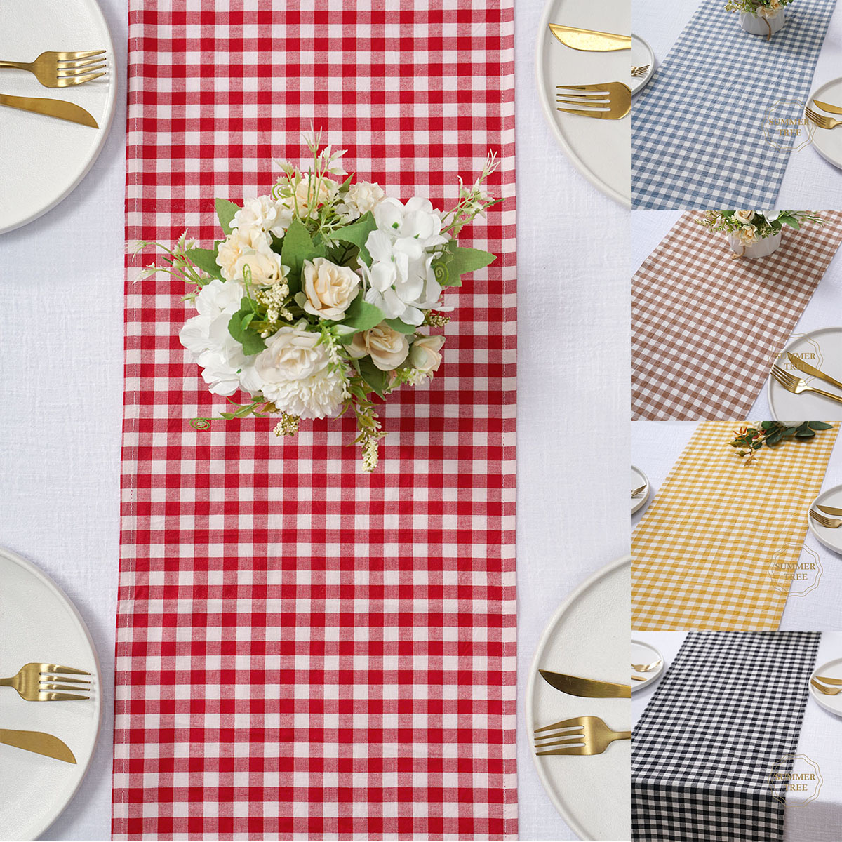 Rustic Plaid Cotton Table Runn - Christmas Throw Blanket recension och pris