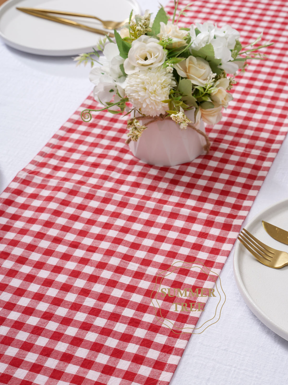 Rustic Plaid Cotton Table Runn - Christmas Throw Blanket recension och pris