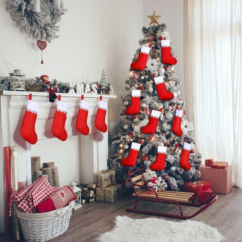 Double Sided Gold Trim Christm - Christmas Stocking Hanging recension och pris