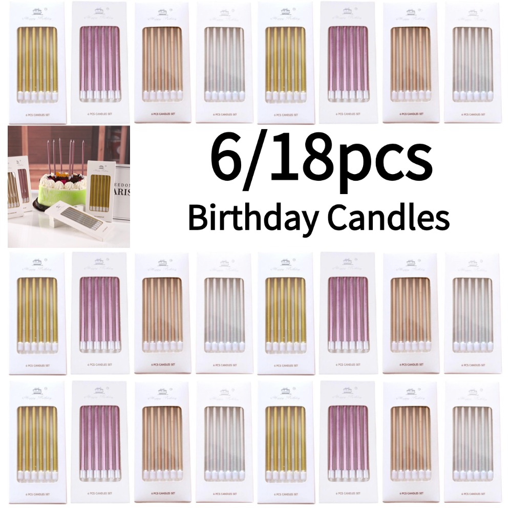 6/18pcs Metal Gold Silver Birt - Holiday Candle Set recension och pris