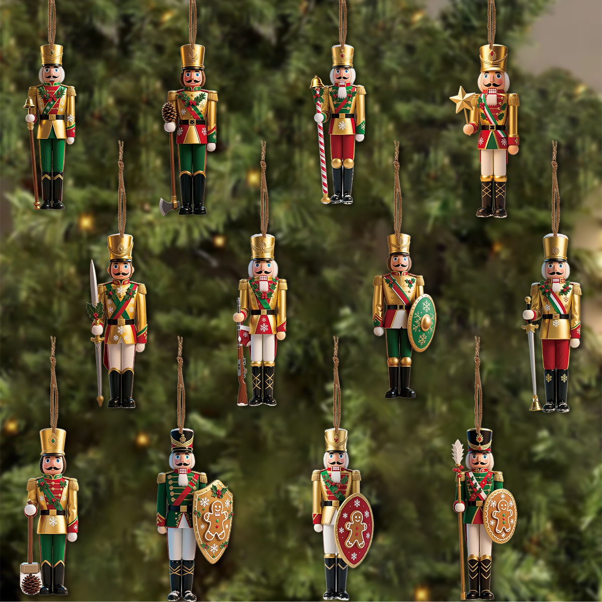 12pcs 2D Flat Wooden Christmas - Nutcracker Figurine recension och pris