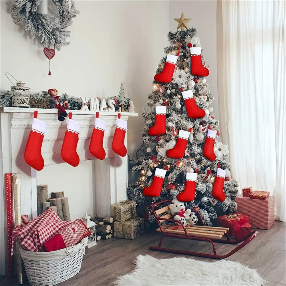 12pcs Red Felt Christmas Stock - Christmas Stocking Hanging recension och pris
