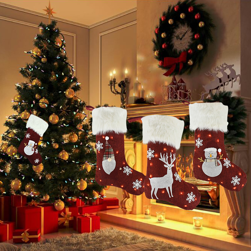 Christmas Socks With Led Light - Christmas Stocking Hanging recension och pris
