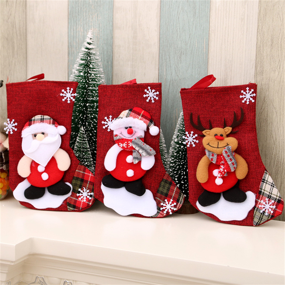 Linen Christmas Stockings Gift - Christmas Stocking Hanging recension och pris