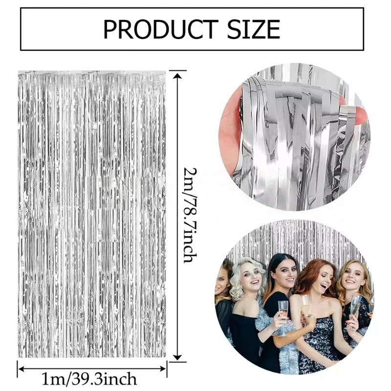 1/2/3Pack Glitter Party Backdr - Tinsel Garland Decoration recension och pris
