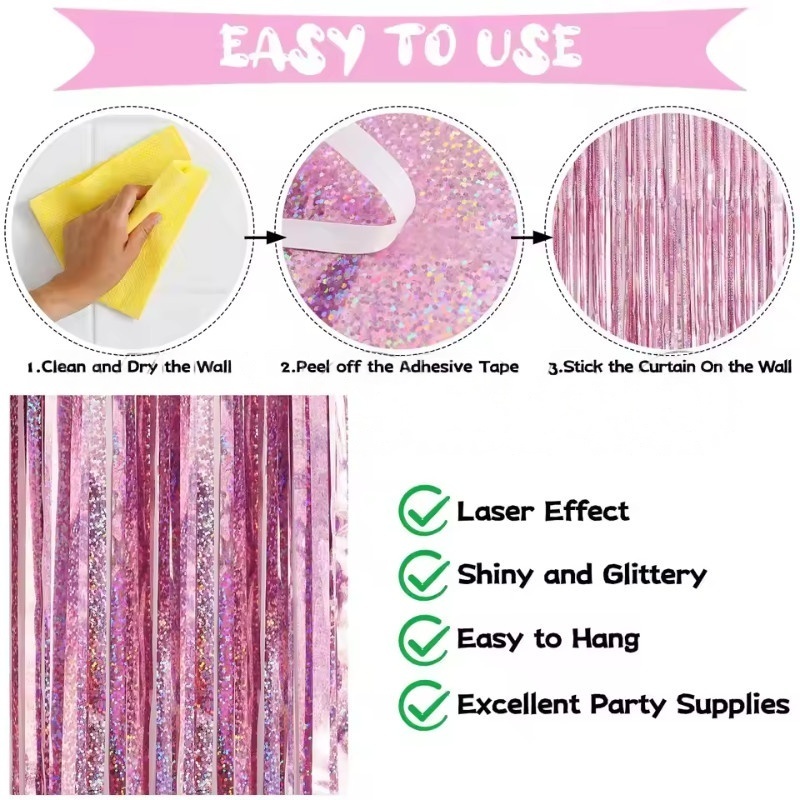 1/2/3Pack Glitter Party Backdr - Tinsel Garland Decoration recension och pris