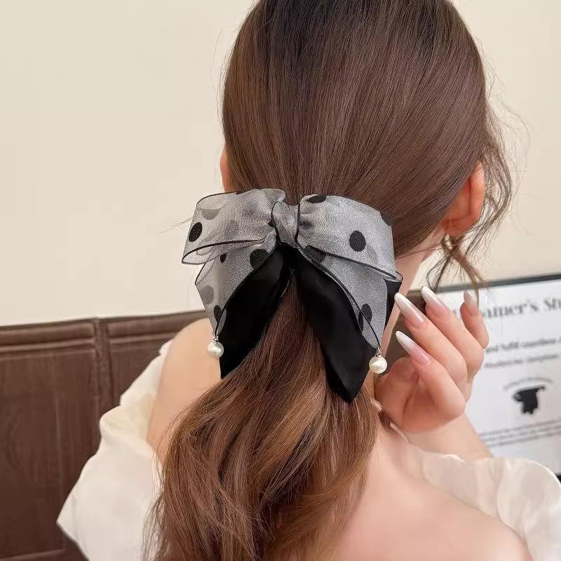 Elegant Gray Polka Dot Bow Hai - Ribbon Bow Gift recension och pris