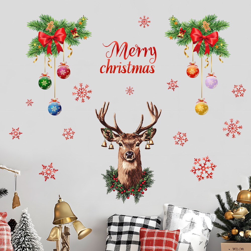 Christmas Snowflake Deer Head  - Snowflake Window Decal recension och pris