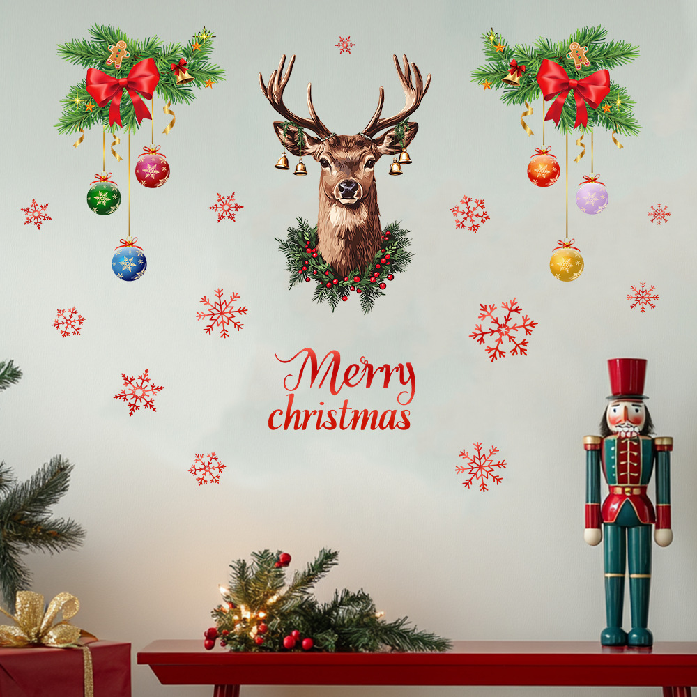 Christmas Snowflake Deer Head  - Snowflake Window Decal recension och pris
