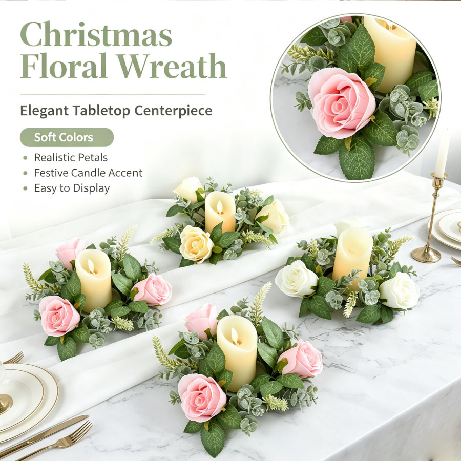 Artificial Rose Wreath Shaped  - Christmas Wreath Fake recension och pris