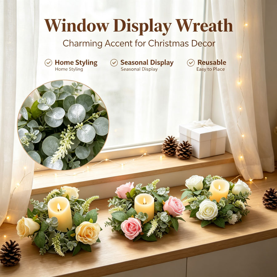 Artificial Rose Wreath Shaped  - Christmas Wreath Fake recension och pris