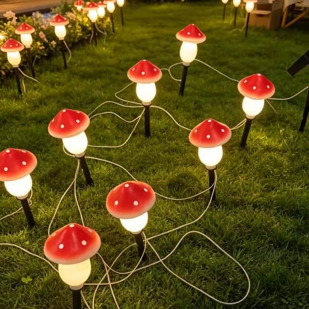 Solar Mushroom String Lights W - Christmas Lights Outdoor recension och pris