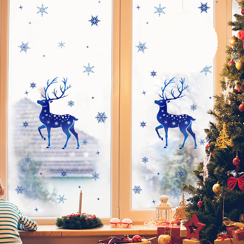 Christmas Window Stickers Elk  - Snowflake Window Decal recension och pris