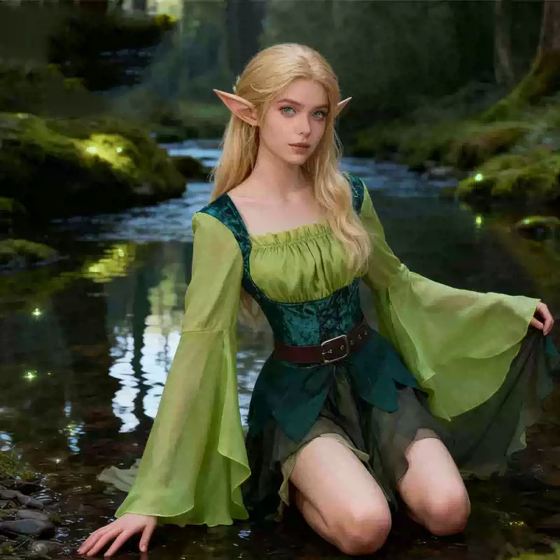 Women's Elf Medieval Green Fai - Elf Costume Christmas recension och pris